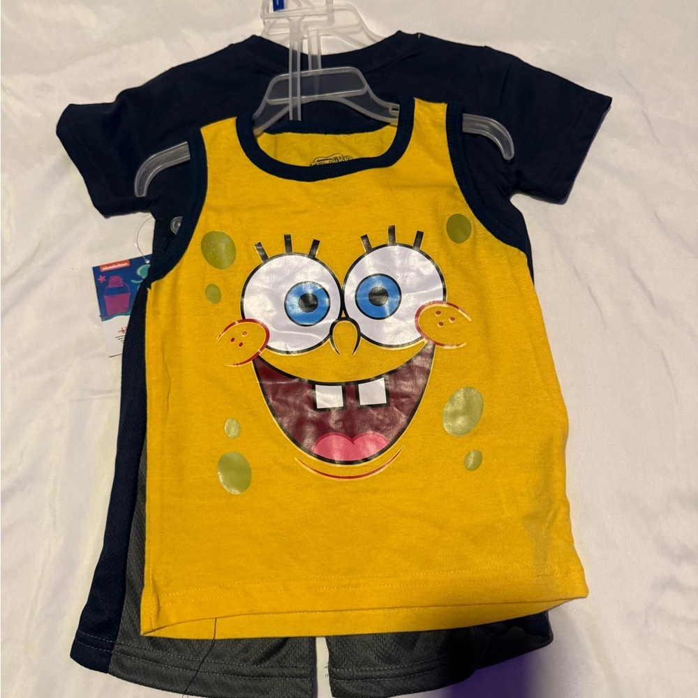 SpongeBob SquarePants Navy and Yellow Kids Matching Set - Picture 2 of 3